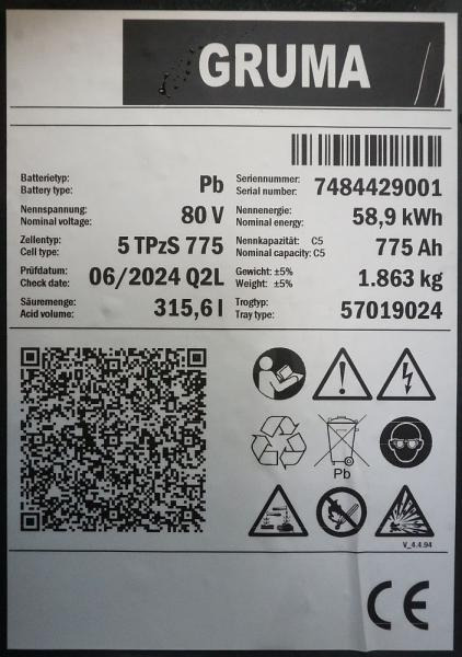 Battery GRUMA 80 Volt 5 PzS 775 Ah: picture 5