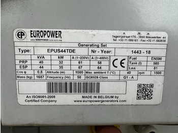 Generator set Europower EPUS44TDE Kubota Leroy Somer 44 kVA Supersilent Rental generatorset: picture 5