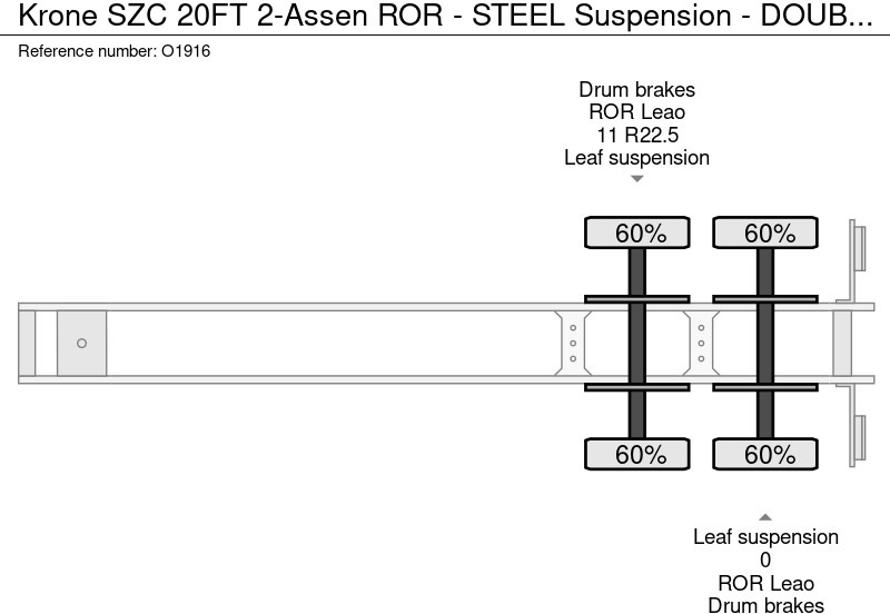 Container transporter/ Swap body semi-trailer Krone SZC 20FT 2-Assen ROR - STEEL Suspension - DOUBLE tires - DrumBrakes (O1916): picture 20